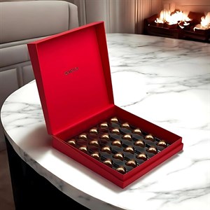 Valentines Day Luxury Chocolates Love Box with Golden Hearts