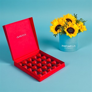 AARAYA® Valentine’s Heart Chocolate & Sunflower Gift Collection